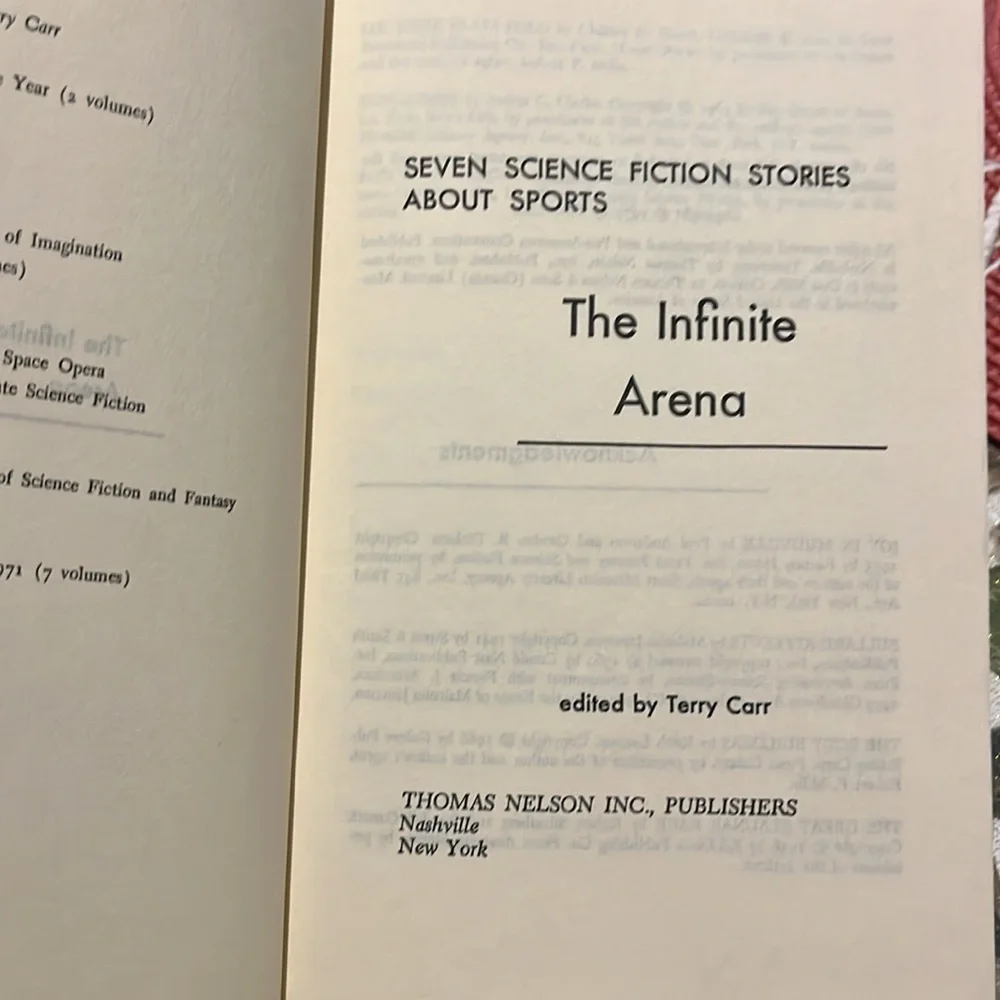 INFINITE ARENA, THE: SEVEN SCIENCE FICTION STORIES ABOUT SPORTS. Hardcover 1977